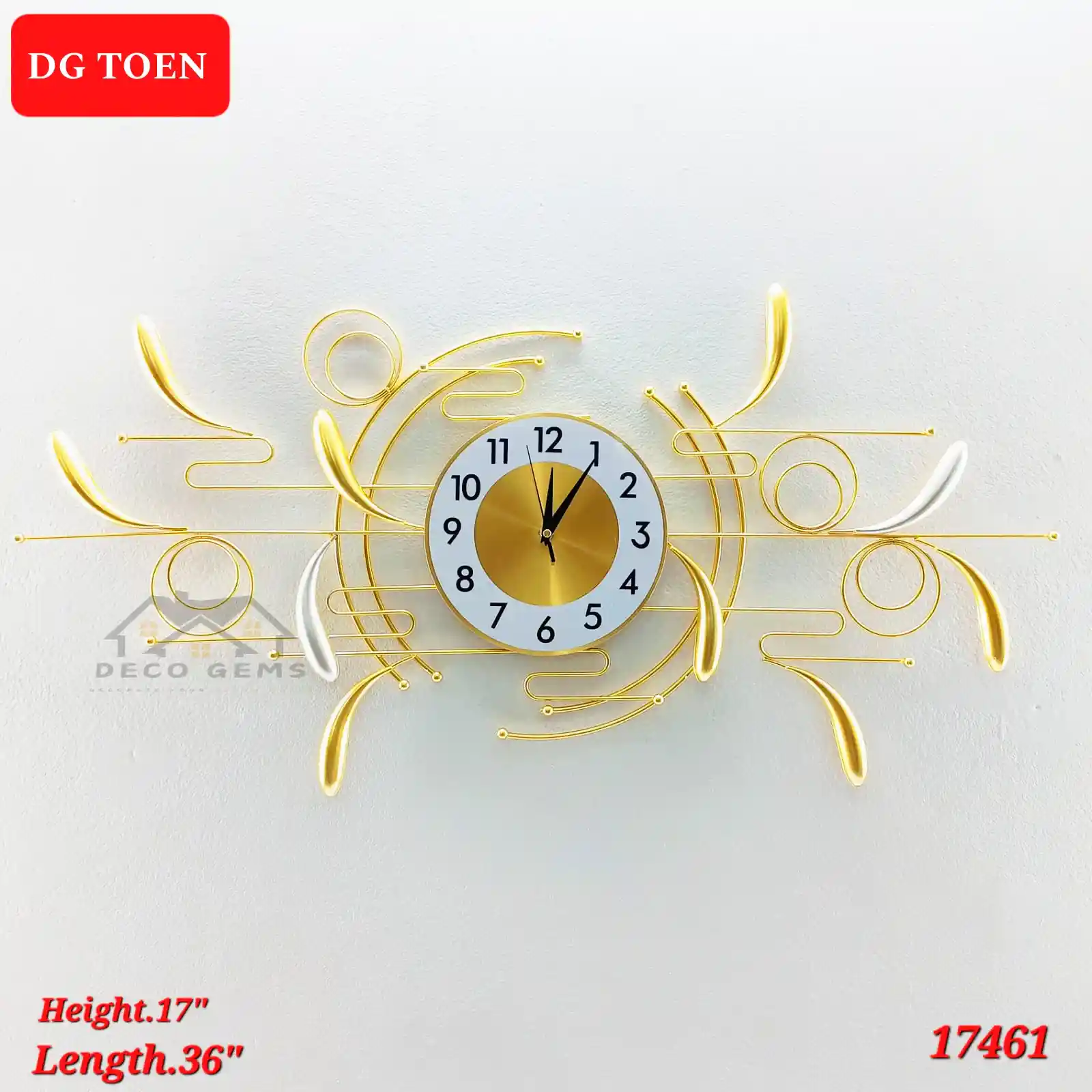 Golden Minimal Designed Wall Decor Clock- 17461